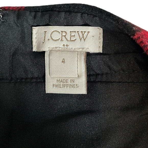 J.Crew Red Black Buffalo Check Wool Mini Skirt Size 4 Cozy Fall/ Winter Classic - Picture 5 of 9